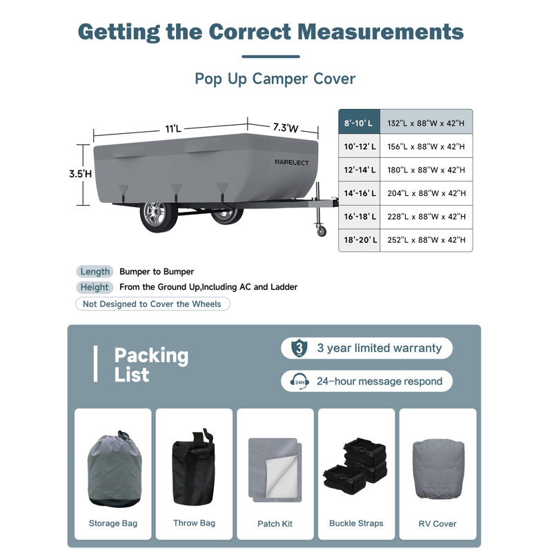 NARELECT Naralect Pop Up Folding Camper Cover, 2023 Upgraded 7 Layers